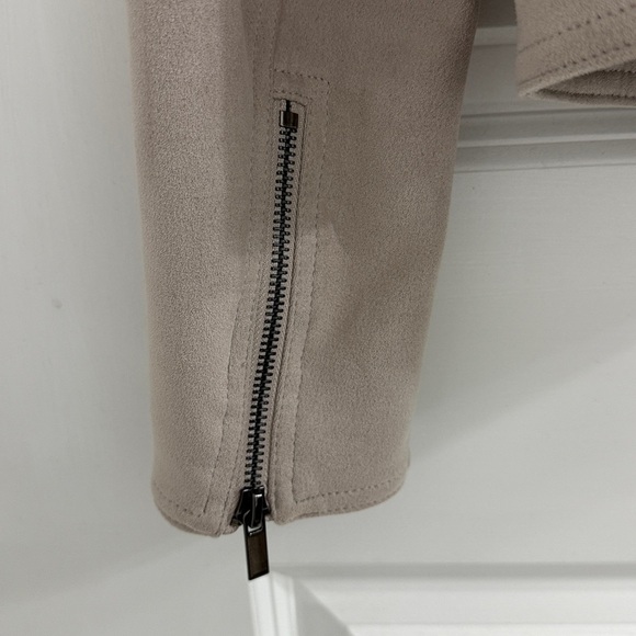 Windsor Light Beige Faux Suede Biker Jacket - Picture 3 of 4